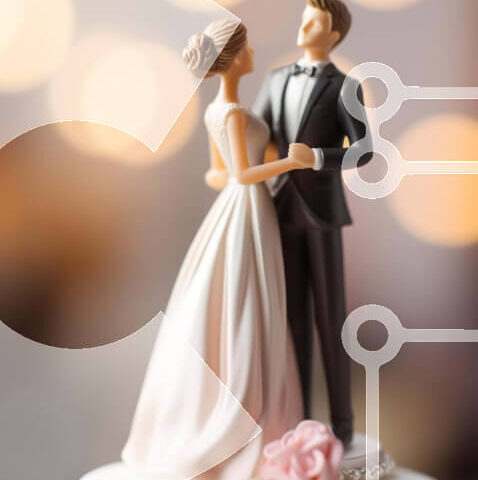 Intra Συλλεκτικό Ξύλινο Παζλ Plywood 4mm - Ρομαντικό κάλυμμα γαμήλιας τούρτας με ειδώλια νύφης και γαμπρού Σε Ξύλινο Κουτί - Διαστάσεις Puzzle: 10x10 cm – 25 κομμάτια - Image 1