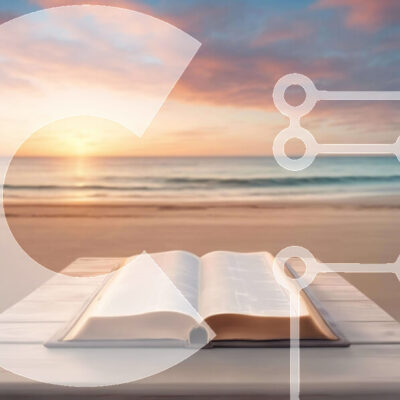 Intra Συλλεκτικό Ξύλινο Παζλ Plywood 4mm - Ανοιχτό βιβλίο στο ξύλινο τραπέζι στην παραλία με το ηλιοβασίλεμα Σε Ξύλινο Κουτί - Διαστάσεις: 10x10 cm – 25 κομμάτια - Image 1