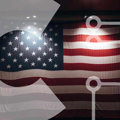 Intra Συλλεκτικό Ξύλινο Παζλ Plywood  4mm - Μεγάλη αμερικανική σημαία σε φωτισμένο δωμάτιο Σε Ξύλινο Κουτί - Διαστάσεις Puzzle: 10x10 cm – 25 κομμάτια - Image 1