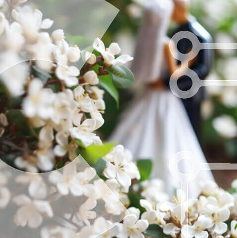 Intra Συλλεκτικό Ξύλινο Παζλ Plywood  4mm - Ειδώλιο νύφης και γαμπρού σε γαμήλιο σκηνικό με λευκά λουλούδια Σε Ξύλινο Κουτί - Διαστάσεις: 10x10 cm – 25 κομμάτια - Image 1