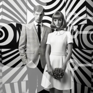 Intra Συλλεκτικό Ξύλινο Παζλ Plywood  4mm - Καλλιτεχνικό ζευγάρι με επίσημη ενδυμασία με αφηρημένο φόντο Σε Ξύλινο Κουτί - Διαστάσεις Puzzle: 10x10 cm – 25 κομμάτια