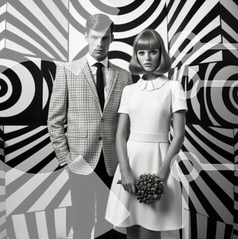 Intra Συλλεκτικό Ξύλινο Παζλ Plywood  4mm - Καλλιτεχνικό ζευγάρι με επίσημη ενδυμασία με αφηρημένο φόντο Σε Ξύλινο Κουτί - Διαστάσεις Puzzle: 10x10 cm – 25 κομμάτια - Image 1