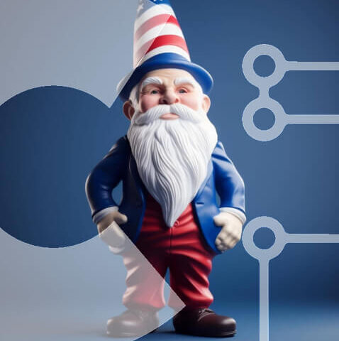 Intra Συλλεκτικό Ξύλινο Παζλ Plywood 4mm - Patriotic Gnome με πουκάμισο και στολή με αμερικανική σημαία Σε Ξύλινο Κουτί - Διαστάσεις: 10x10 cm – 25 κομμάτια - Image 1