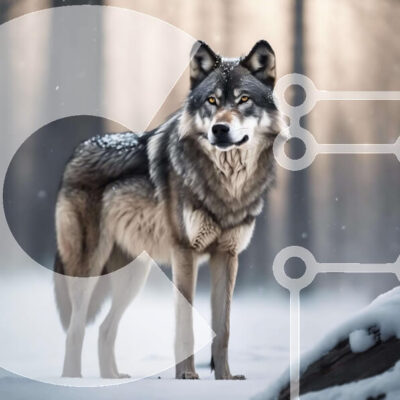 Intra Συλλεκτικό Ξύλινο Παζλ Plywood 4mm - Γκρίζος λύκος στο χιονισμένο δάσος Σε Ξύλινο Κουτί - Διαστάσεις: 10x10 cm – 25 κομμάτια - Image 1