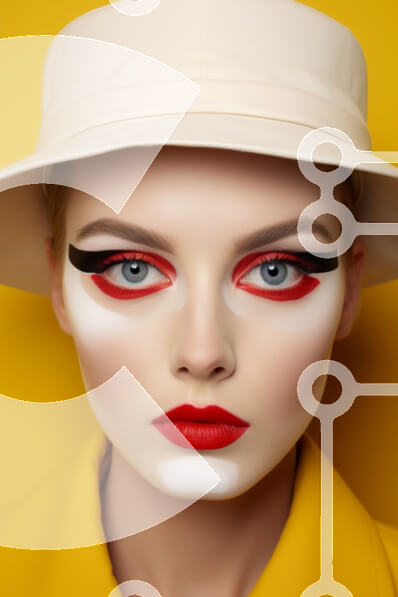 Intra Συλλεκτικό Ξύλινο Παζλ Plywood  4mm - Καλλιτεχνικό makeup look με κόκκινο και λευκό eyeliner Σε Ξύλινο Κουτί - Διαστάσεις Puzzle: 10x10 cm – 25 κομμάτια