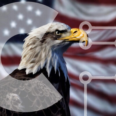 Intra Συλλεκτικό Ξύλινο Παζλ Plywood  4mm - Φαλακρός αετός που στέκεται μπροστά από την αμερικανική σημαία Σε Ξύλινο Κουτί - Διαστάσεις: 10x10 cm – 25 κομμάτια - Image 1