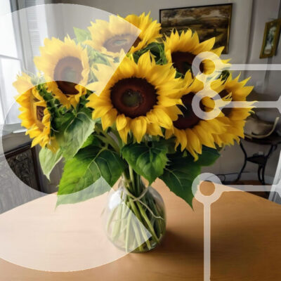 Intra Συλλεκτικό Ξύλινο Παζλ Plywood  4mm - Ηλίανθοι σε βάζο σε ξύλινο τραπέζι Σε Ξύλινο Κουτί - Διαστάσεις: 10x10 cm – 25 κομμάτια - Image 1