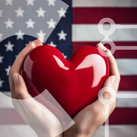 Intra Συλλεκτικό Ξύλινο Παζλ Plywood  4mm - Αγάπη και υποστήριξη για τις Ηνωμένες Πολιτείες με καρδιά και σημαία Σε Ξύλινο Κουτί - Διαστάσεις: 10x10 cm – 25 κομμάτια - Image 1