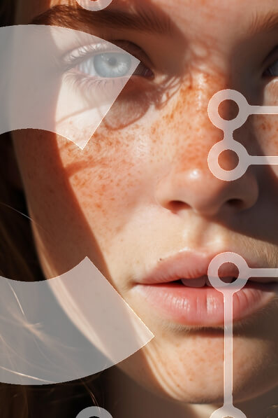 Intra Συλλεκτικό Ξύλινο Παζλ Plywood  4mm - Πορτρέτο γυναίκας με φακίδες και μπλε μάτια Σε Ξύλινο Κουτί - Διαστάσεις Puzzle: 10x10 cm – 25 κομμάτια