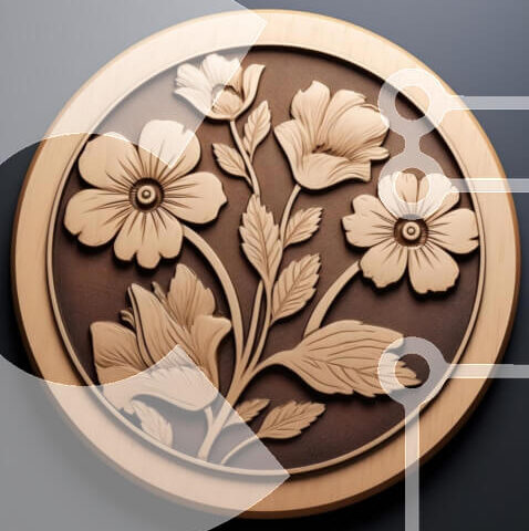 Intra Συλλεκτικό Ξύλινο Παζλ Plywood 4mm - Κυκλική Ξύλινη Πλακέτα με Floral σχέδιο Σε Ξύλινο Κουτί - Διαστάσεις: 10x10 cm – 25 κομμάτια - Image 1