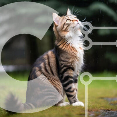 Intra Συλλεκτικό Ξύλινο Παζλ Plywood  4mm - Γάτα που κάθεται στο γρασίδι και κοιτάζει ψηλά στον ουρανό Σε Ξύλινο Κουτί - Διαστάσεις: 10x10 cm – 25 κομμάτια - Image 1