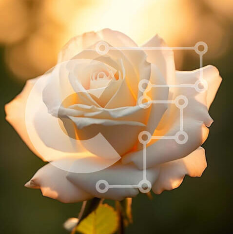 Intra Συλλεκτικό Ξύλινο Παζλ Plywood 4mm - Μονό λευκό τριαντάφυλλο που ανθίζει στο ηλιοβασίλεμα Σε Ξύλινο Κουτί - Διαστάσεις: 10x10 cm – 25 κομμάτια - Image 1