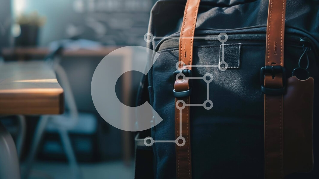 Intra Συλλεκτικό Ξύλινο Παζλ Plywood  4mm - Μαύρο σακίδιο πλάτης ταξιδιού σε ξύλινο τραπέζι Σε Ξύλινο Κουτί - Διαστάσεις Puzzle: 10x10 cm – 25 κομμάτια