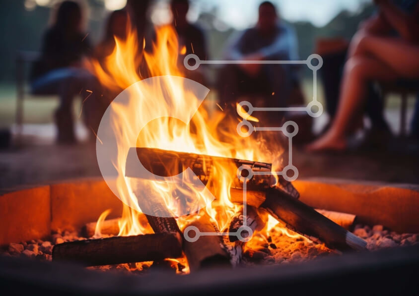 Intra Συλλεκτικό Ξύλινο Παζλ Plywood  4mm - Συγκέντρωση Camp Fire με φίλους και οικογένεια Σε Ξύλινο Κουτί - Διαστάσεις: 10x10 cm – 25 κομμάτια