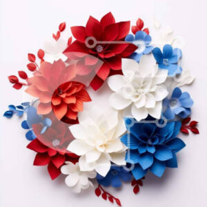 Intra Συλλεκτικό Ξύλινο Παζλ Plywood  4mm - Πατριωτικό στεφάνι με σχέδιο αμερικανικής σημαίας Σε Ξύλινο Κουτί - Διαστάσεις: 10x10 cm – 25 κομμάτια