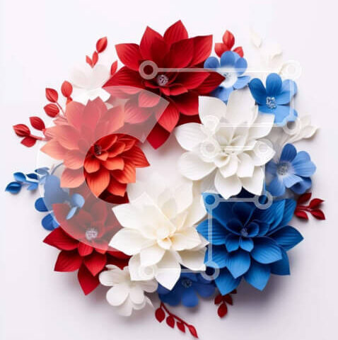 Intra Συλλεκτικό Ξύλινο Παζλ Plywood 4mm - Πατριωτικό στεφάνι με σχέδιο αμερικανικής σημαίας Σε Ξύλινο Κουτί - Διαστάσεις: 10x10 cm – 25 κομμάτια - Image 1