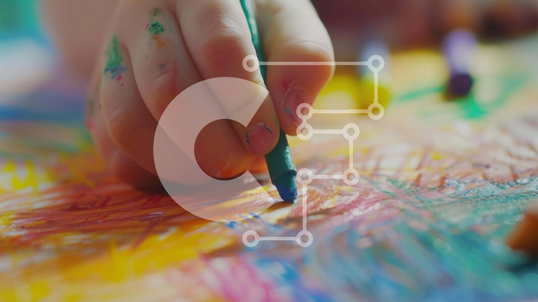 Intra Συλλεκτικό Ξύλινο Παζλ Plywood  4mm - Παιδικό σχέδιο με χρωματιστά κραγιόνια Σε Ξύλινο Κουτί - Διαστάσεις Puzzle: 10x10 cm – 25 κομμάτια