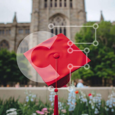 Intra Συλλεκτικό Ξύλινο Παζλ Plywood  4mm - Κόκκινο καπέλο αποφοίτησης και άνθρωποι σε εκπαιδευτικό περιβάλλον Σε Ξύλινο Κουτί - Διαστάσεις Puzzle: 10x10 cm – 25 κομμάτια - Image 1