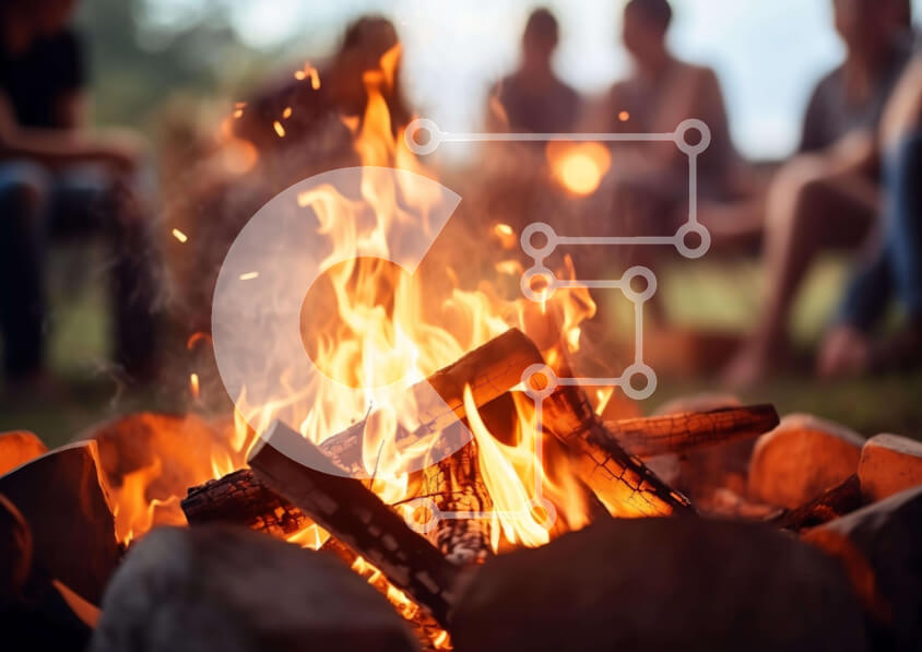 Intra Συλλεκτικό Ξύλινο Παζλ Plywood  4mm - Συγκέντρωση φωτιάς σε υπαίθριο περιβάλλον Σε Ξύλινο Κουτί - Διαστάσεις Puzzle: 10x10 cm – 25 κομμάτια