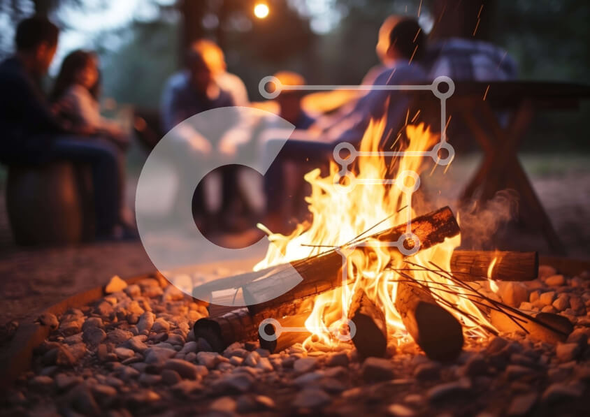 Intra Συλλεκτικό Ξύλινο Παζλ Plywood  4mm - Συγκέντρωση φωτιάς στο δάσος τη νύχτα Σε Ξύλινο Κουτί - Διαστάσεις: 10x10 cm – 25 κομμάτια