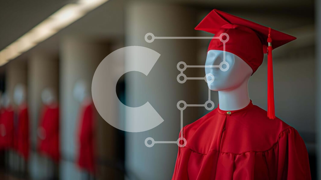 Intra Συλλεκτικό Ξύλινο Παζλ Plywood  4mm - Ομάδα μανεκέν με κόκκινα φορέματα αποφοίτησης και καπέλα Σε Ξύλινο Κουτί - Διαστάσεις Puzzle: 10x10 cm – 25 κομμάτια