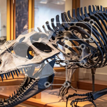Intra Συλλεκτικό Ξύλινο Παζλ Plywood 4mm - Έκθεση T-rex Skeleton Dinosaur Σε Ξύλινο Κουτί - Διαστάσεις Puzzle: 10x10 cm – 25 κομμάτια - Image 1
