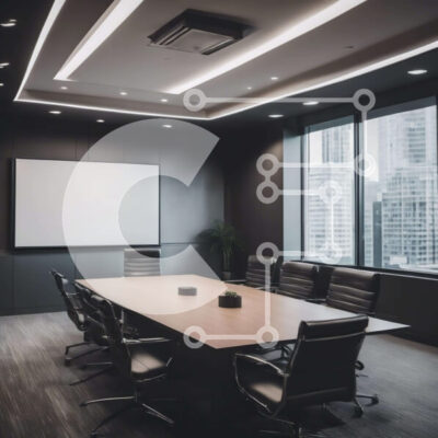 Intra Συλλεκτικό Ξύλινο Παζλ Plywood  4mm - Αίθουσα συνεδριάσεων με θέα στον ορίζοντα της πόλης Σε Ξύλινο Κουτί - Διαστάσεις Puzzle: 10x10 cm – 25 κομμάτια - Image 1