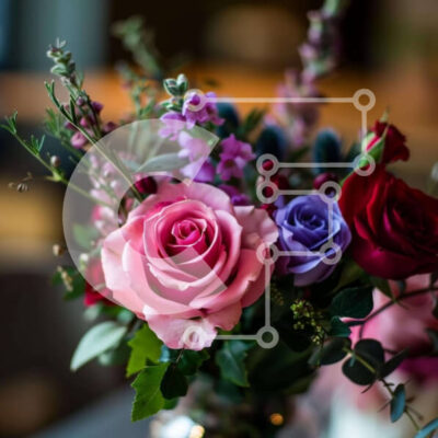 Intra Συλλεκτικό Ξύλινο Παζλ Plywood  4mm - Πολύχρωμα τριαντάφυλλα σε γυάλινο βάζο Σε Ξύλινο Κουτί - Διαστάσεις: 10x10 cm – 25 κομμάτια - Image 1