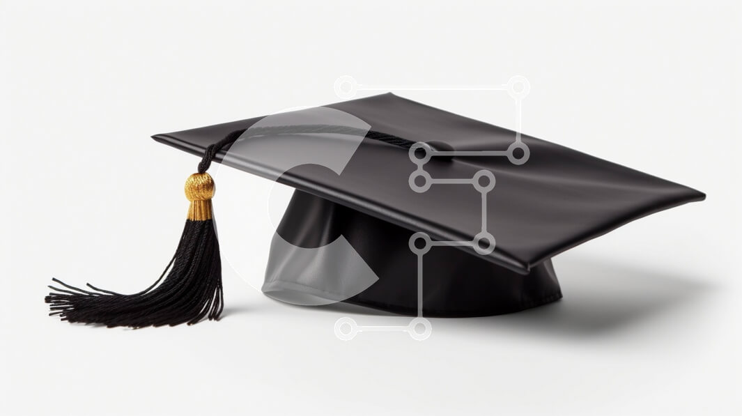 Intra Συλλεκτικό Ξύλινο Παζλ Plywood  4mm - Μαύρο καπέλο αποφοίτησης με φούντα σε άσπρο φόντο Σε Ξύλινο Κουτί - Διαστάσεις Puzzle: 10x10 cm – 25 κομμάτια