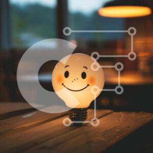 Intra Συλλεκτικό Ξύλινο Παζλ Plywood  4mm - Λάμπα Smiley Face σε ξύλινο τραπέζι Σε Ξύλινο Κουτί - Διαστάσεις: 10x10 cm – 25 κομμάτια