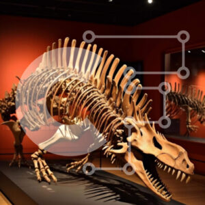 Intra Συλλεκτικό Ξύλινο Παζλ Plywood  4mm - Έκθεση Ξύλινου Σκελετού Δεινοσαύρων Σε Ξύλινο Κουτί - Διαστάσεις Puzzle: 10x10 cm – 25 κομμάτια