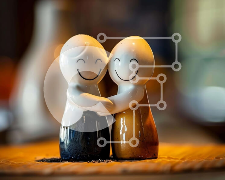 Intra Συλλεκτικό Ξύλινο Παζλ Plywood  4mm - Ειδώλια ενός ζευγαριού που αγκαλιάζεται κάθεται σε ένα άλλο ειδώλιο Σε Ξύλινο Κουτί - Διαστάσεις: 10x10 cm – 25 κομμάτια