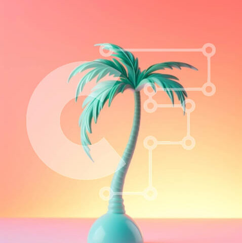 Intra Συλλεκτικό Ξύλινο Παζλ Plywood  4mm - Μικρός φοίνικας σε πορτοκαλί και ροζ φόντο Σε Ξύλινο Κουτί - Διαστάσεις: 10x10 cm – 25 κομμάτια - Image 1