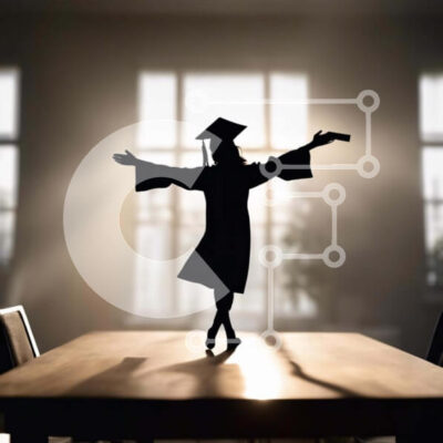 Intra Συλλεκτικό Ξύλινο Παζλ Plywood  4mm - Πτυχιούχος σιλουέτα στο τραπέζι με βιβλία και χαρτιά Σε Ξύλινο Κουτί - Διαστάσεις Puzzle: 10x10 cm – 25 κομμάτια - Image 1