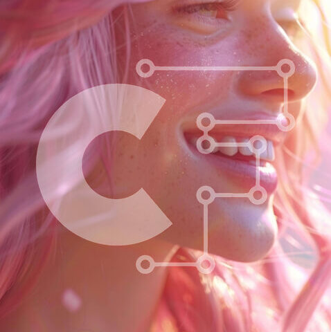 Intra Συλλεκτικό Ξύλινο Παζλ Plywood  4mm - Γυναίκα με ροζ μαλλιά που χαμογελά στο φως του ήλιου Σε Ξύλινο Κουτί - Διαστάσεις Puzzle: 10x10 cm – 25 κομμάτια - Image 1