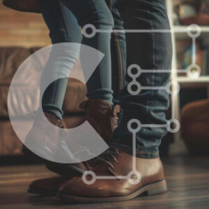 Intra Συλλεκτικό Ξύλινο Παζλ Plywood  4mm - Άνθρωποι που παίζουν στο ξύλινο πάτωμα με το παιδί Σε Ξύλινο Κουτί - Διαστάσεις Puzzle: 10x10 cm – 25 κομμάτια