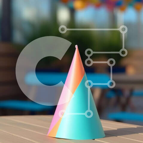 Intra Συλλεκτικό Ξύλινο Παζλ Plywood  4mm - Πολύχρωμο καπέλο πάρτι και μπαλόνια σε μια εορταστική γιορτή Σε Ξύλινο Κουτί - Διαστάσεις: 10x10 cm – 25 κομμάτια - Image 1