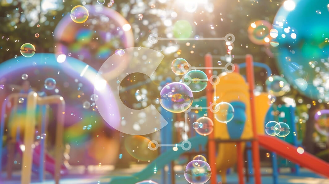 Intra Συλλεκτικό Ξύλινο Παζλ Plywood  4mm - Πολύχρωμη παιδική χαρά με σαπουνόφουσκες και παιδιά που παίζουν Σε Ξύλινο Κουτί - Διαστάσεις Puzzle: 10x10 cm – 25 κομμάτια