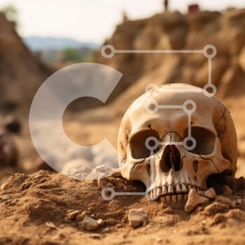 Intra Συλλεκτικό Ξύλινο Παζλ Plywood  4mm - Αρχαιολογικός Χώρος με Διάσπαρτα Κρανία Σε Ξύλινο Κουτί - Διαστάσεις Puzzle: 10x10 cm – 25 κομμάτια - Image 1