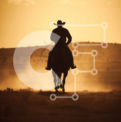 Intra Συλλεκτικό Ξύλινο Παζλ Plywood  4mm - Καουμπόη ιππασία στο ηλιοβασίλεμα Σε Ξύλινο Κουτί - Διαστάσεις: 10x10 cm – 25 κομμάτια - Image 1