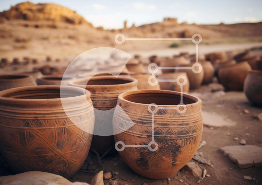 Intra Συλλεκτικό Ξύλινο Παζλ Plywood  4mm - Πήλινες γλάστρες στην έρημο Σε Ξύλινο Κουτί - Διαστάσεις: 10x10 cm – 25 κομμάτια