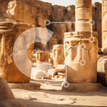 Intra Συλλεκτικό Ξύλινο Παζλ Plywood  4mm - Αρχαίοι πυλώνες στην έρημο Σε Ξύλινο Κουτί - Διαστάσεις Puzzle: 10x10 cm – 25 κομμάτια - Image 1