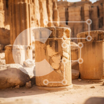 Intra Συλλεκτικό Ξύλινο Παζλ Plywood  4mm - Αρχαίοι Στύλοι σε Έρημο Αρχαιολογικό Χώρο Σε Ξύλινο Κουτί - Διαστάσεις Puzzle: 10x10 cm – 25 κομμάτια - Image 1