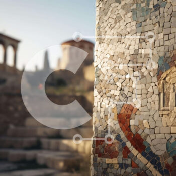 Intra Συλλεκτικό Ξύλινο Παζλ Plywood  4mm - Αρχαία στήλη με μωσαϊκό Σε Ξύλινο Κουτί - Διαστάσεις Puzzle: 10x10 cm – 25 κομμάτια - Image 1