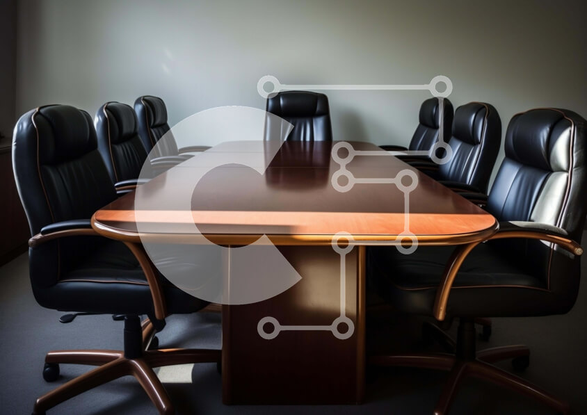 Intra Συλλεκτικό Ξύλινο Παζλ Plywood  4mm - Ευρύχωρη αίθουσα συνεδριάσεων με μαύρες καρέκλες και φωτιστικά Σε Ξύλινο Κουτί - Διαστάσεις Puzzle: 10x10 cm – 25 κομμάτια