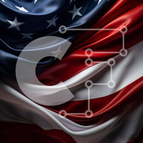 Intra Συλλεκτικό Ξύλινο Παζλ Plywood 4mm - Κοντινό πλάνο της αμερικανικής σημαίας που κυματίζει στον άνεμο Σε Ξύλινο Κουτί - Διαστάσεις Puzzle: 10x10 cm – 25 κομμάτια - Image 1