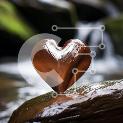 Intra Συλλεκτικό Ξύλινο Παζλ Plywood  4mm - Γυάλινο γλυπτό σε σχήμα καρδιάς σε βράχο με καταρράκτη Σε Ξύλινο Κουτί - Διαστάσεις: 10x10 cm – 25 κομμάτια - Image 1