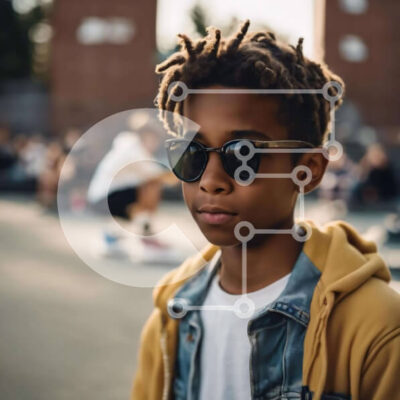 Intra Συλλεκτικό Ξύλινο Παζλ Plywood  4mm - Cool νεαρό αγόρι με γυαλιά ηλίου και dreadlocks Σε Ξύλινο Κουτί - Διαστάσεις Puzzle: 10x10 cm – 25 κομμάτια - Image 1