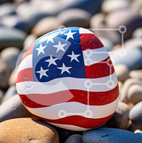 Intra Συλλεκτικό Ξύλινο Παζλ Plywood 4mm - Πατριωτικό ροκ με αμερικανική σημαία Σε Ξύλινο Κουτί - Διαστάσεις Puzzle: 10x10 cm – 25 κομμάτια - Image 1