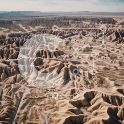 Intra Συλλεκτικό Ξύλινο Παζλ Plywood  4mm - Εναέρια άποψη του τοπίου της ερήμου με οχήματα Σε Ξύλινο Κουτί - Διαστάσεις Puzzle: 10x10 cm – 25 κομμάτια - Image 1